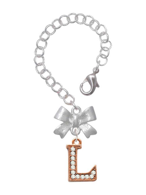 Rose Gold-tone Crystal Initial - L - Bow Charm Accessory for Tumblers and Thermal Cups