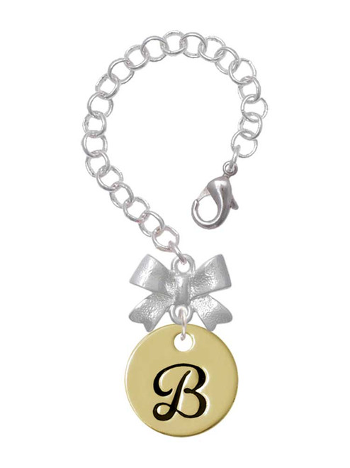 Gold-tone Large Disc Letter - B - Bow Charm Accessory for Tumblers and Thermal Cups