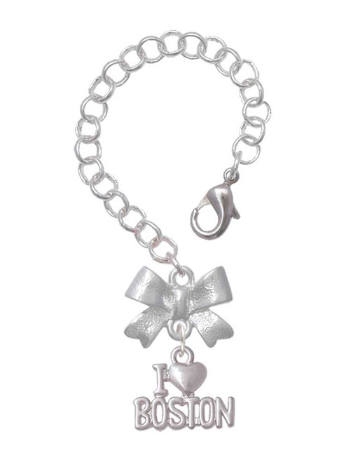 Silver Plated I 'Heart' Boston - Bow Charm Accessory for Tumblers and Thermal Cups