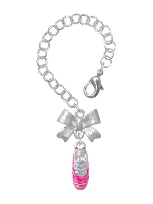 Silver Plated 3-D Hot Pink Running Shoe - Bow Charm Accessory for Tumblers and Thermal Cups