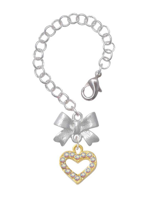 Gold-tone AB Crystal Open Heart - Bow Charm Accessory for Tumblers and Thermal Cups