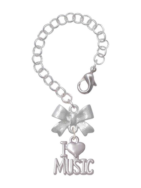 Silver Plated I 'Heart' Music - Bow Charm Accessory for Tumblers and Thermal Cups