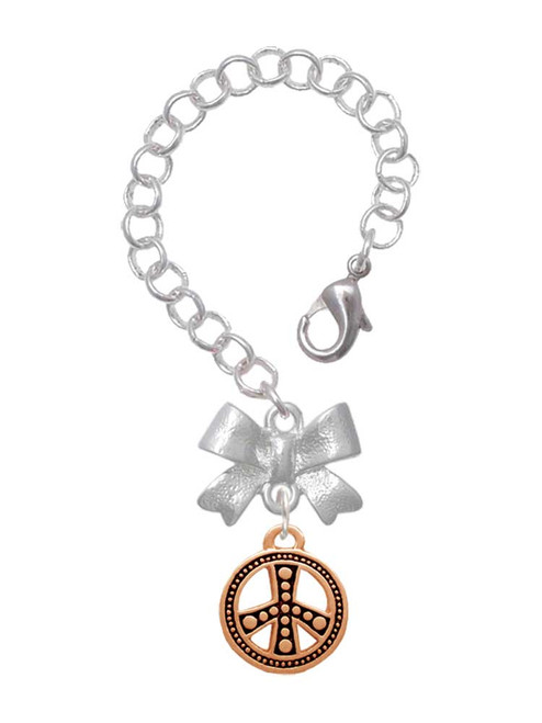 Rose Gold-tone Beaded Peace Sign - Bow Charm Accessory for Tumblers and Thermal Cups