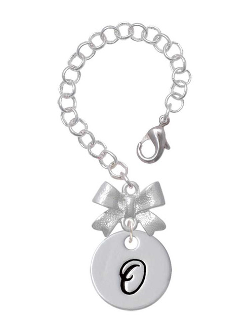 Silver Plated Large Script Letter Disc - O - Bow Charm Accessory for Tumblers and Thermal Cups