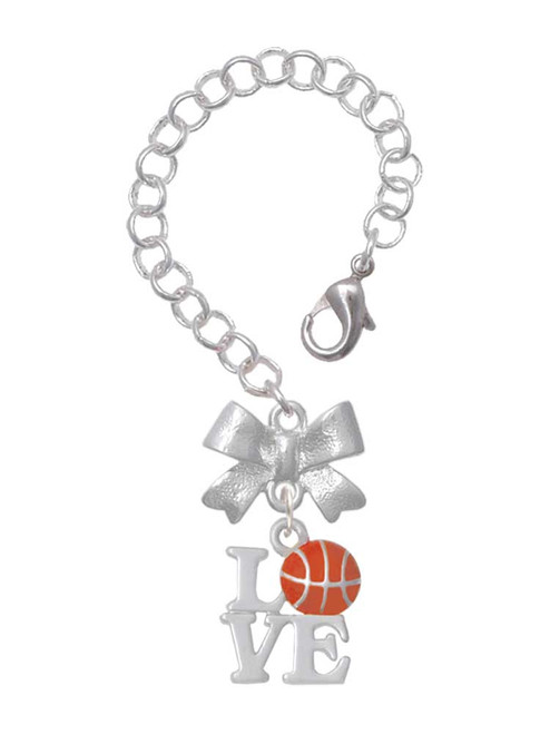 Silver Plated Love with Basketball - Bow Charm Accessory for Tumblers and Thermal Cups