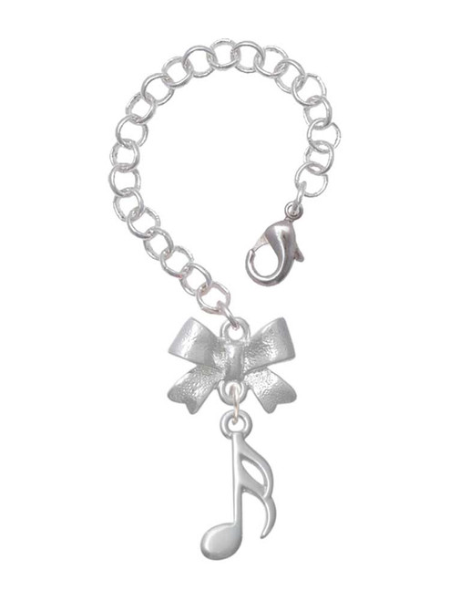Silver Plated Sixteenth Note - Bow Charm Accessory for Tumblers and Thermal Cups