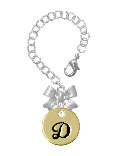 Gold-tone Large Disc Letter - D - Bow Charm Accessory for Tumblers and Thermal Cups