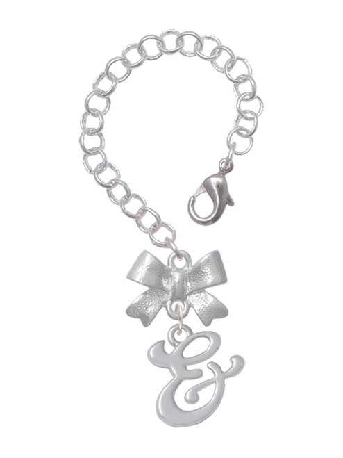 Silver Plated Small Gelato Script Initial - & - Bow Charm Accessory for Tumblers and Thermal Cups