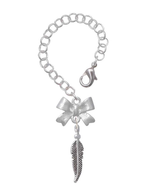 Silver Plated 3-D Feather - Bow Charm Accessory for Tumblers and Thermal Cups