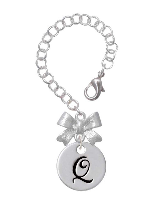 Silver Plated Large Script Letter Disc - Q - Bow Charm Accessory for Tumblers and Thermal Cups