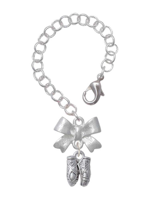 Silver Plated Small Ballet Slippers - Bow Charm Accessory for Tumblers and Thermal Cups