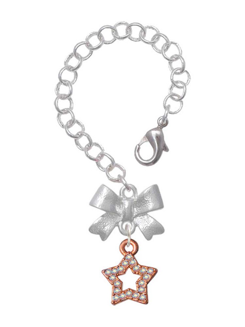 Rose Gold-tone AB Crystal Lucky Star - Bow Charm Accessory for Tumblers and Thermal Cups