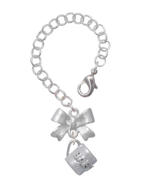 Silver Plated Baby Cup with Crystal - Bow Charm Accessory for Tumblers and Thermal Cups