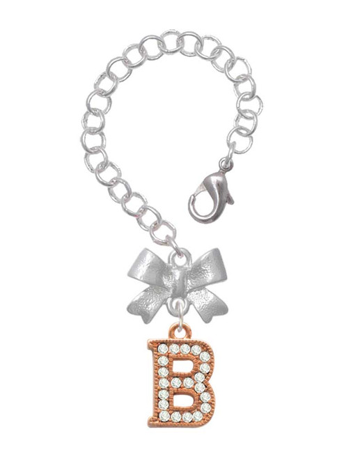 Rose Gold-tone Crystal Initial - B - Bow Charm Accessory for Tumblers and Thermal Cups
