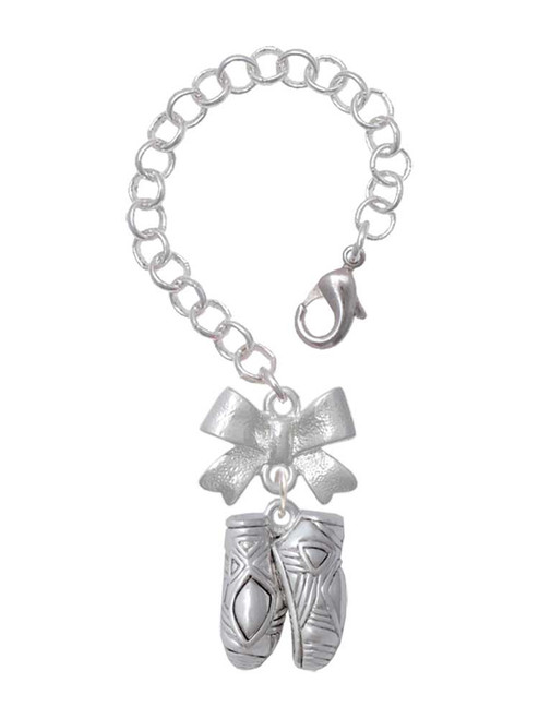 Silver Plated Large Ballet Slippers - Bow Charm Accessory for Tumblers and Thermal Cups