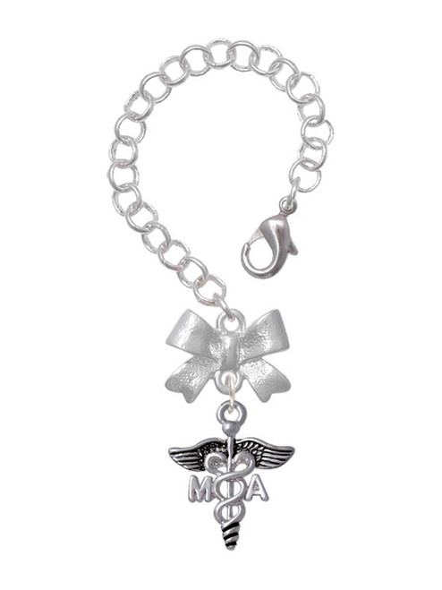 Silver Plated Caduceus - MA - Bow Charm Accessory for Tumblers and Thermal Cups