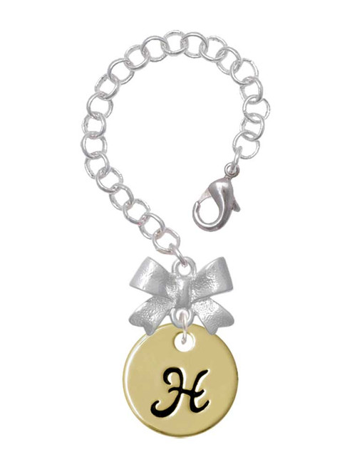 Gold-tone Large Disc Letter - H - Bow Charm Accessory for Tumblers and Thermal Cups