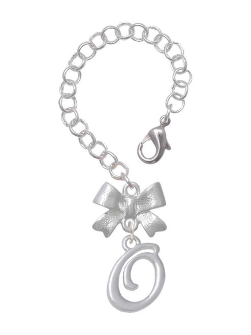 Silver Plated Small Gelato Script Initial - O - Bow Charm Accessory for Tumblers and Thermal Cups