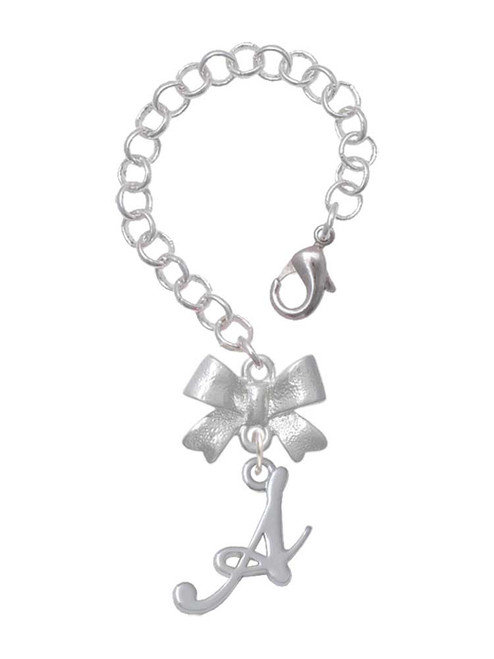 Silver Plated Small Gelato Script Initial - A - Bow Charm Accessory for Tumblers and Thermal Cups