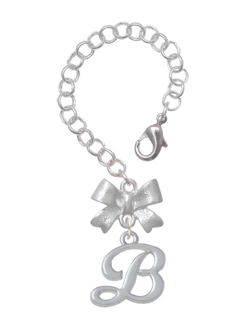 Silver Plated Small Gelato Script Initial - B - Bow Charm Accessory for Tumblers and Thermal Cups