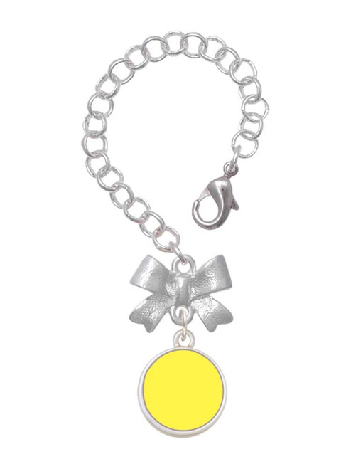 Silver Plated Small Yellow Enamel Disc - Bow Charm Accessory for Tumblers and Thermal Cups