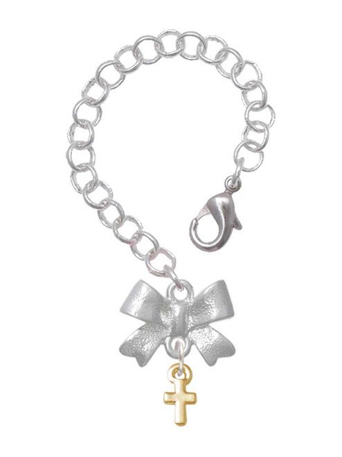 Gold-tone Super Mini Simple Cross - Bow Charm Accessory for Tumblers and Thermal Cups