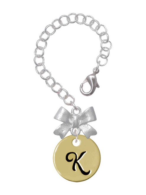 Gold-tone Large Disc Letter - K - Bow Charm Accessory for Tumblers and Thermal Cups