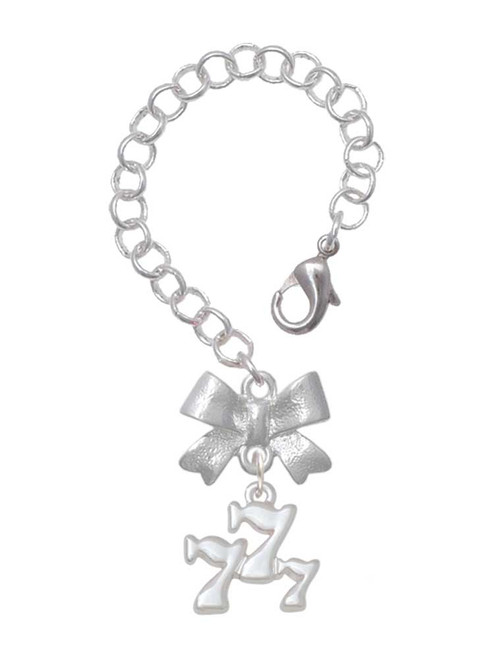 Silver Plated Three Lucky 7s - Bow Charm Accessory for Tumblers and Thermal Cups