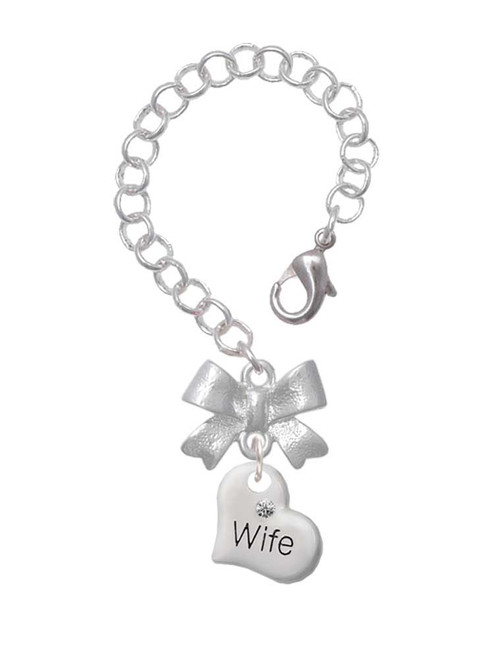 Silver Plated Small Wife Heart - Bow Charm Accessory for Tumblers and Thermal Cups