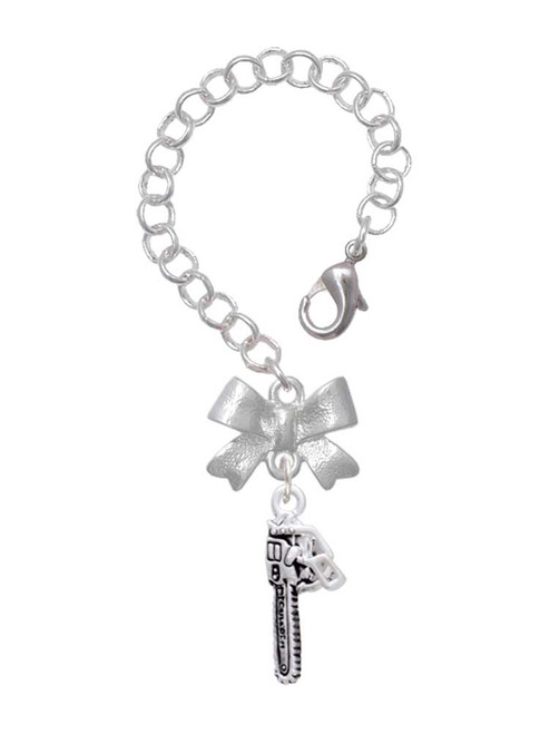 Silver Plated Chainsaw - Bow Charm Accessory for Tumblers and Thermal Cups
