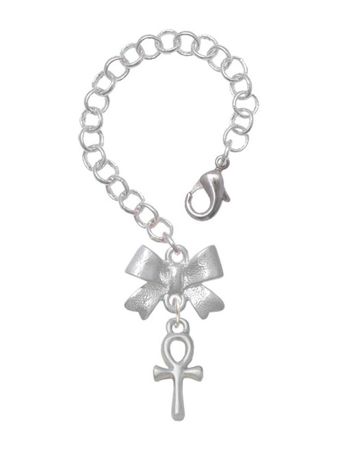 Silver Plated Small Ankh - Bow Charm Accessory for Tumblers and Thermal Cups