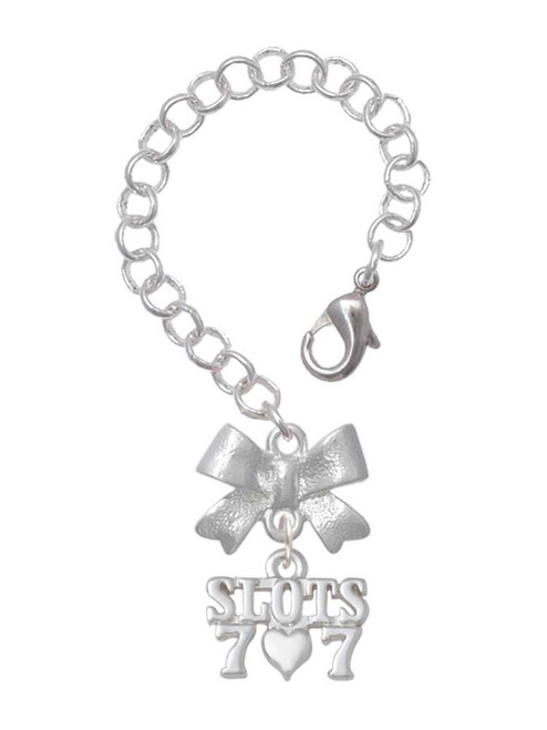 Silver Plated Slots with Heart and Lucky 7s - Bow Charm Accessory for Tumblers and Thermal Cups