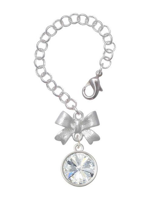 Silver Plated 12mm Crystal Rivoli - Clear - Bow Charm Accessory for Tumblers and Thermal Cups