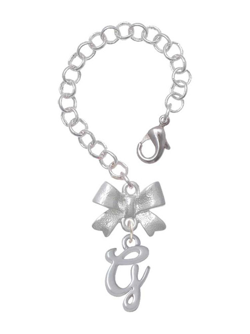 Silver Plated Small Gelato Script Initial - G - Bow Charm Accessory for Tumblers and Thermal Cups
