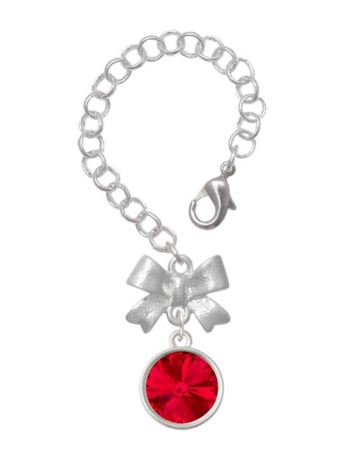 Silver Plated 12mm Crystal Rivoli - Red - Bow Charm Accessory for Tumblers and Thermal Cups