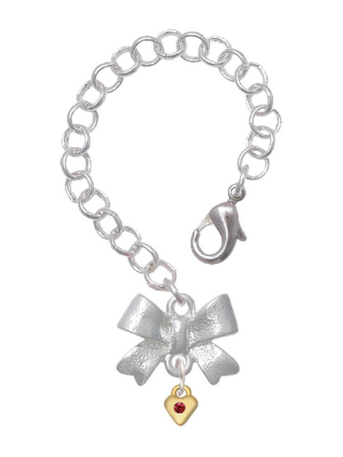 Gold-tone Mini Maroon Crystal Heart - Bow Charm Accessory for Tumblers and Thermal Cups