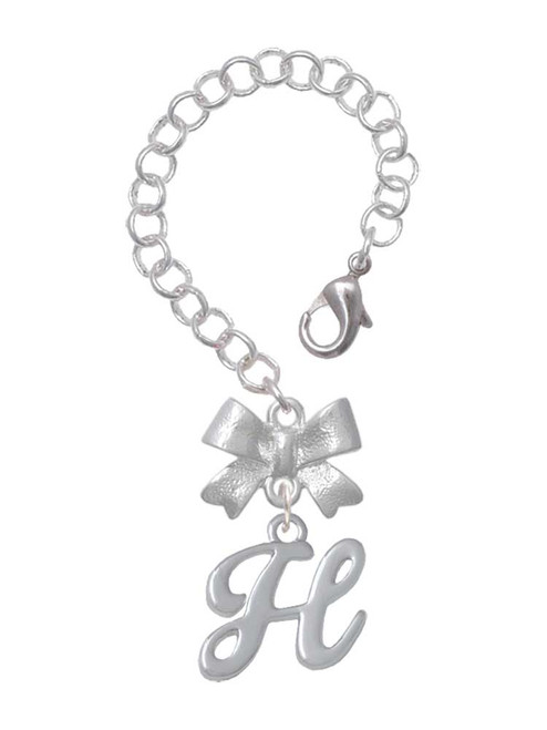 Silver Plated Small Gelato Script Initial - H - Bow Charm Accessory for Tumblers and Thermal Cups