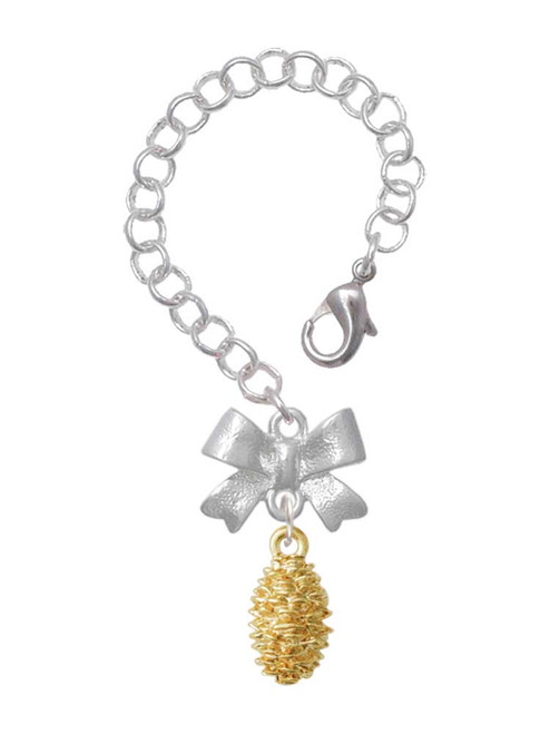 Gold-tone Pine Cone - Bow Charm Accessory for Tumblers and Thermal Cups