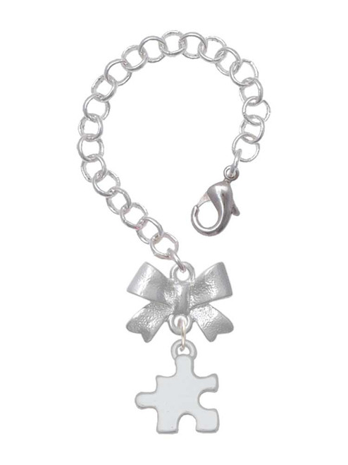 Silver Plated Puzzle Piece - Bow Charm Accessory for Tumblers and Thermal Cups