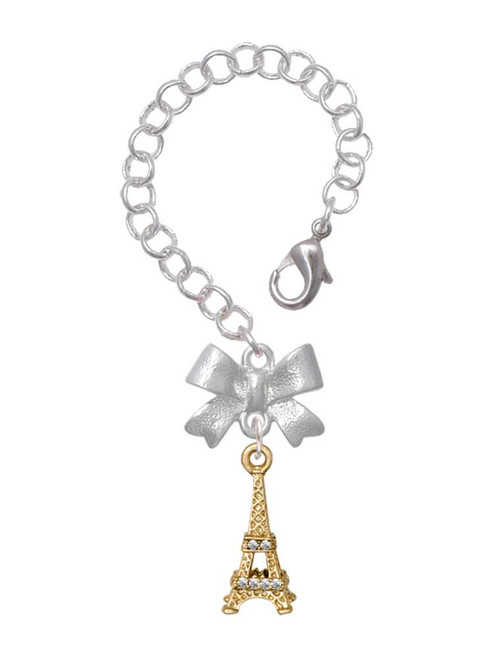 Gold-tone Crystal Eiffel Tower - Bow Charm Accessory for Tumblers and Thermal Cups