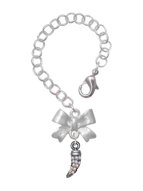 Black Nickeltone Small AB Crystal Tooth - Bow Charm Accessory for Tumblers and Thermal Cups