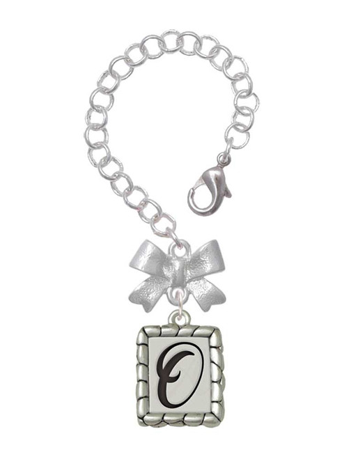 Silver Plated Pebble Border Initial - O - Bow Charm Accessory for Tumblers and Thermal Cups