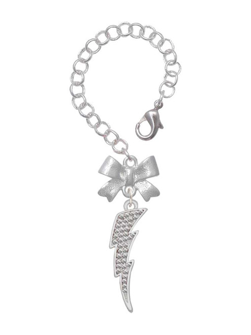 Silver Plated Large Clear Crystal Lightning Bolt - Bow Charm Accessory for Tumblers and Thermal Cups