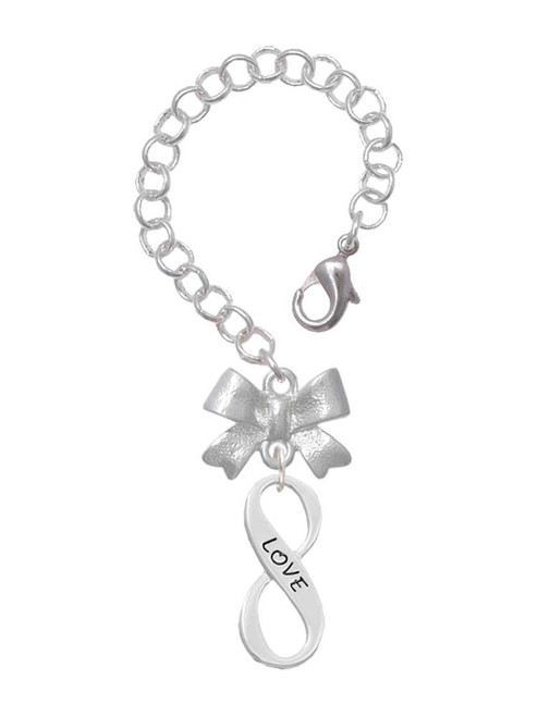 Silver Plated Love Infinity Sign - Bow Charm Accessory for Tumblers and Thermal Cups
