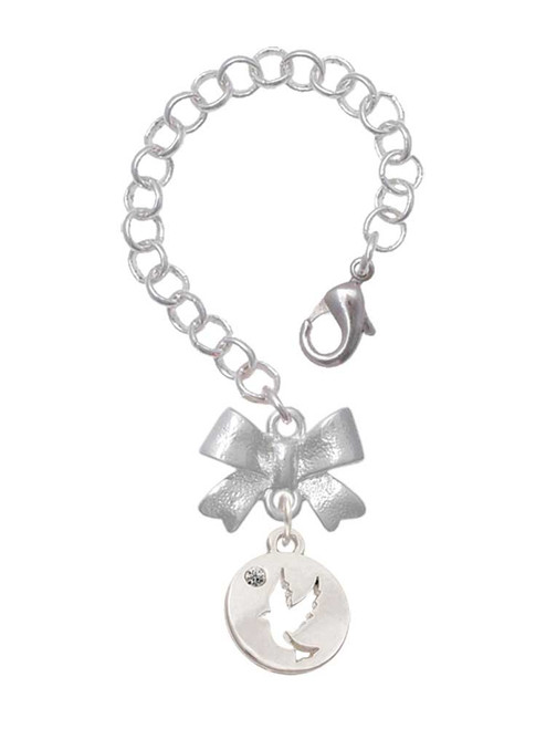 Silver Plated Dove Disc - Bow Charm Accessory for Tumblers and Thermal Cups