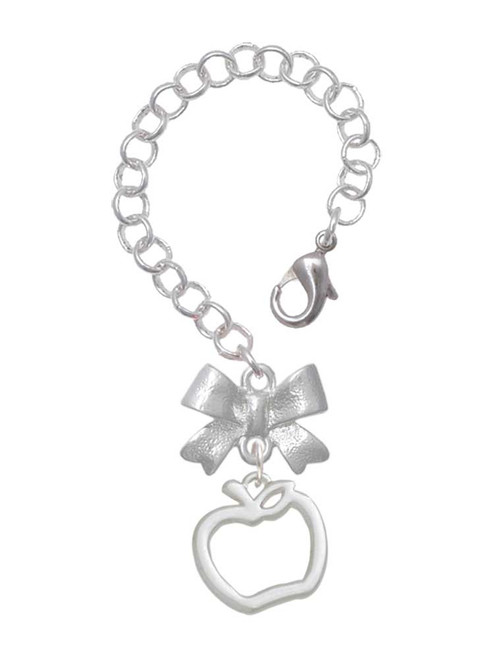 Silver Plated Apple Outline - Bow Charm Accessory for Tumblers and Thermal Cups