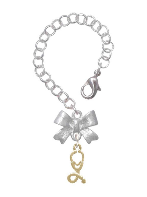 Gold-tone Stethoscope - Bow Charm Accessory for Tumblers and Thermal Cups