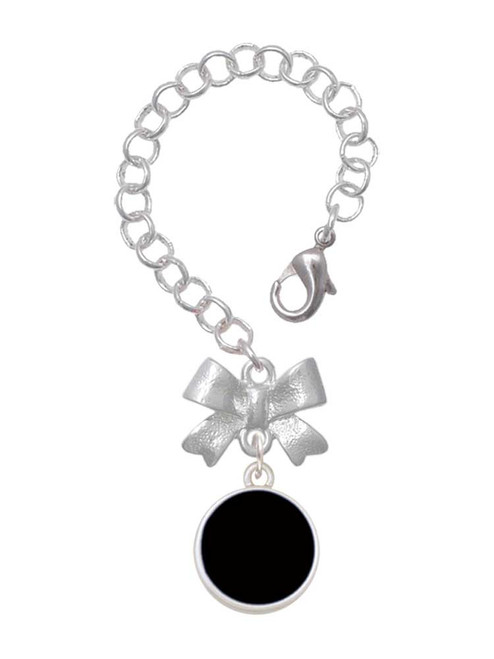 Silver Plated Small Black Enamel Disc - Bow Charm Accessory for Tumblers and Thermal Cups
