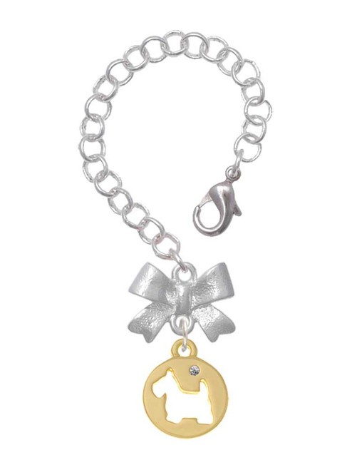 Gold-tone Scottie Dog Silhouette - Bow Charm Accessory for Tumblers and Thermal Cups