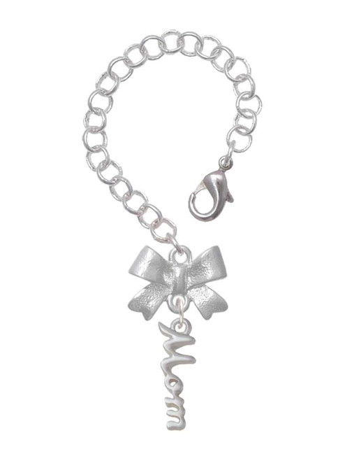 Silver Plated Small Mom Script - Bow Charm Accessory for Tumblers and Thermal Cups